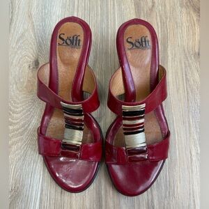 Sofft Anita Red Patent Leather Wedge Sandals size 7M EUC